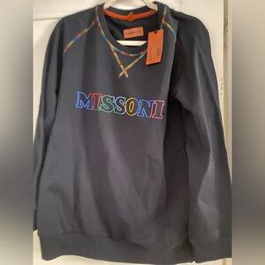 Missoni Mare Black Sweater with Multicolor Trim